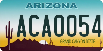 AZ license plate ACA0054
