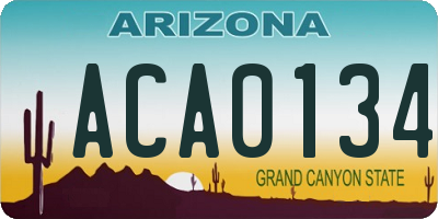 AZ license plate ACA0134