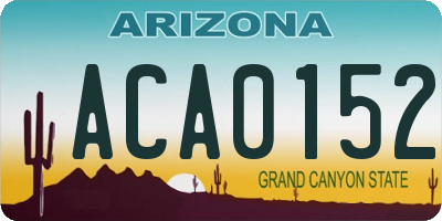 AZ license plate ACA0152