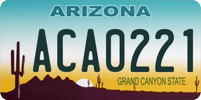 AZ license plate ACA0221