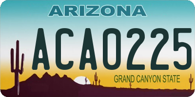 AZ license plate ACA0225
