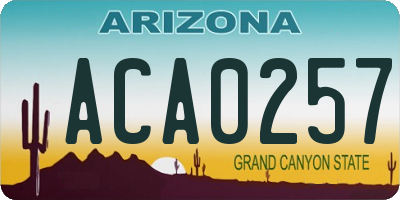 AZ license plate ACA0257