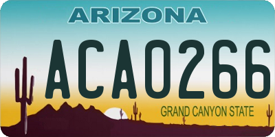 AZ license plate ACA0266