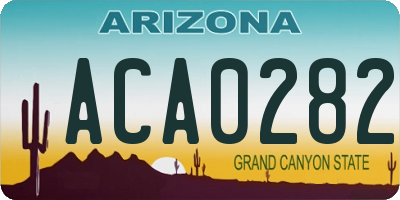AZ license plate ACA0282