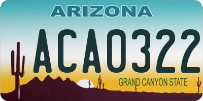 AZ license plate ACA0322