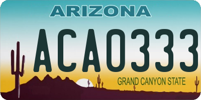 AZ license plate ACA0333
