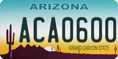 AZ license plate ACA0600