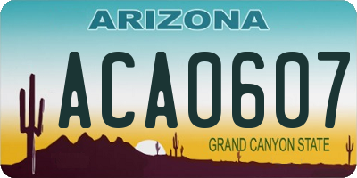 AZ license plate ACA0607