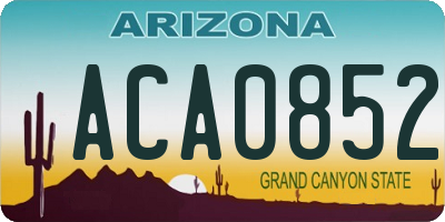 AZ license plate ACA0852