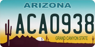 AZ license plate ACA0938