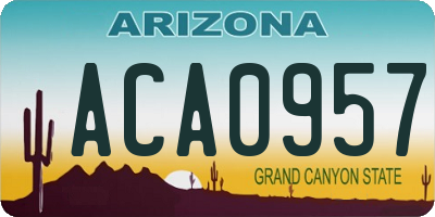 AZ license plate ACA0957