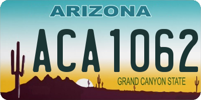 AZ license plate ACA1062