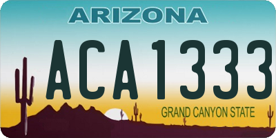 AZ license plate ACA1333