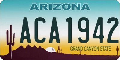 AZ license plate ACA1942