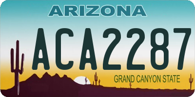 AZ license plate ACA2287