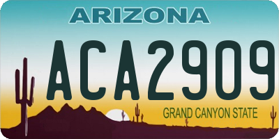 AZ license plate ACA2909