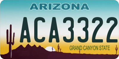 AZ license plate ACA3322