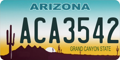 AZ license plate ACA3542