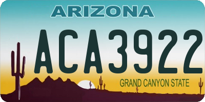 AZ license plate ACA3922