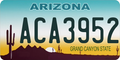 AZ license plate ACA3952