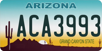 AZ license plate ACA3993