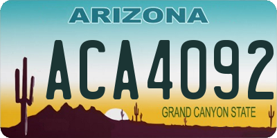 AZ license plate ACA4092