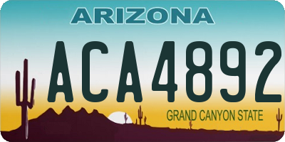 AZ license plate ACA4892