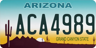 AZ license plate ACA4989