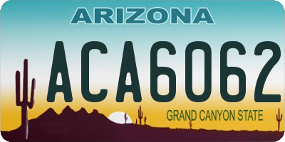 AZ license plate ACA6062