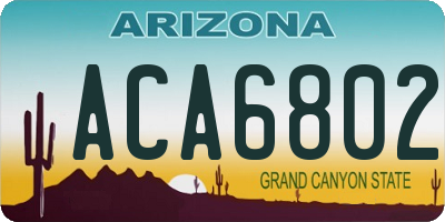 AZ license plate ACA6802