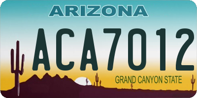 AZ license plate ACA7012