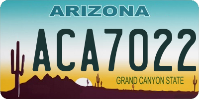 AZ license plate ACA7022