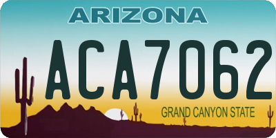 AZ license plate ACA7062