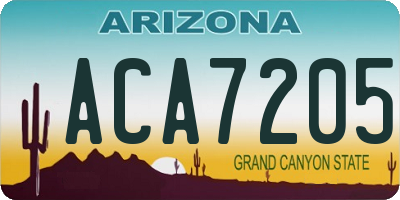 AZ license plate ACA7205