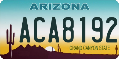 AZ license plate ACA8192