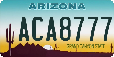 AZ license plate ACA8777