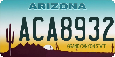 AZ license plate ACA8932