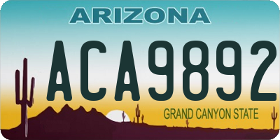 AZ license plate ACA9892