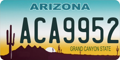 AZ license plate ACA9952