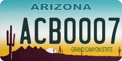 AZ license plate ACB0007