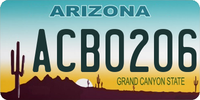 AZ license plate ACB0206