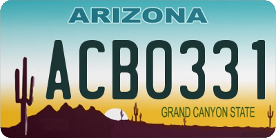 AZ license plate ACB0331
