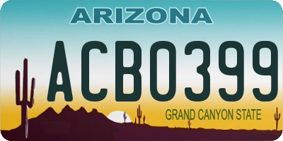 AZ license plate ACB0399