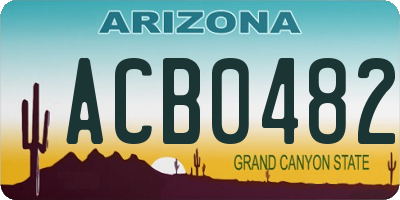 AZ license plate ACB0482