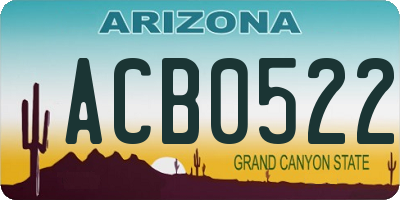 AZ license plate ACB0522
