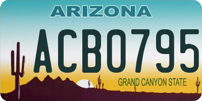 AZ license plate ACB0795