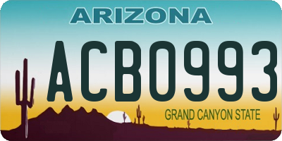 AZ license plate ACB0993
