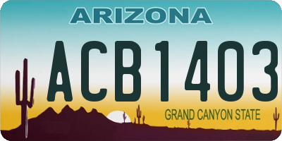 AZ license plate ACB1403