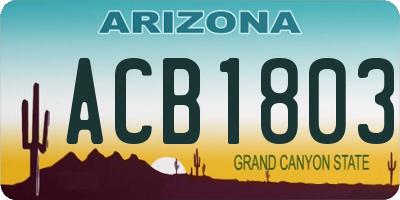 AZ license plate ACB1803