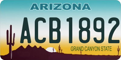 AZ license plate ACB1892